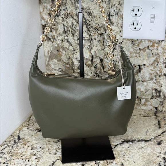 NWT Elegant Olive Green Gorgeous Detachable Adjustable Chain Shoulder Bag - Picture 4 of 7